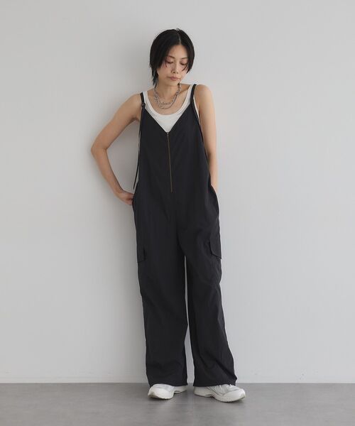 GARAGE OF GOOD CLOTHING（ガレージオブグッドクロージング）の「フロントファスナーオールインワン（サロペット/オーバーオール・レディース・ダークカーキ/ブラック・FREE）」の7枚目の写真