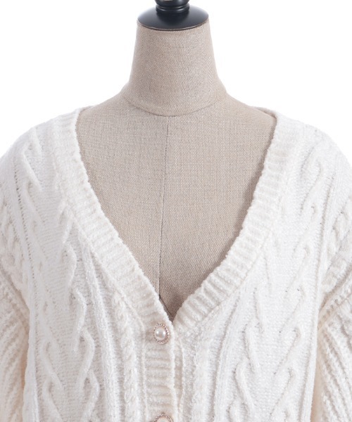 axes femme POETIQUE(アクシーズファムポエティック)の「レースアップモールニットカーディガン(カーディガン/ボレロ・レディース・キナリ/ピンク/パープル・MEDIUM)」の18枚目の写真