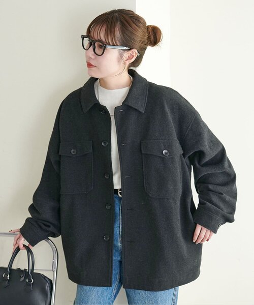 ユニセックス】ウールライクCPOシャツジャケット（その他アウター