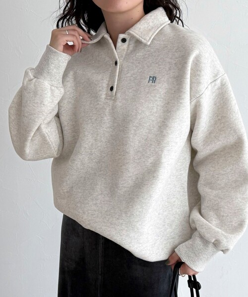 fredy emue(フレディエミュ)の「FR刺繍衿付き起毛スウェットプルオーバー(スウェット・レディース・ボルドー/ネイビー/アイボリー/グレー・38)」の9枚目の写真