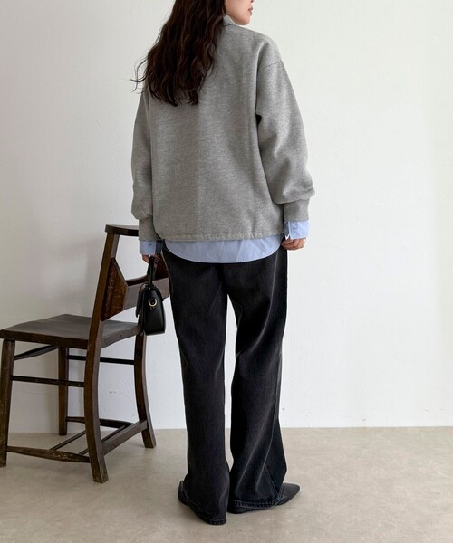 fredy emue(フレディエミュ)の「FR刺繍衿付き起毛スウェットプルオーバー(スウェット・レディース・ボルドー/ネイビー/アイボリー/グレー・38)」の15枚目の写真