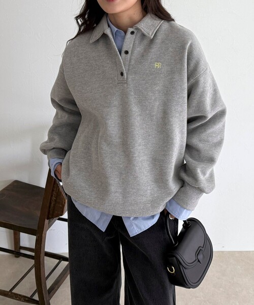 fredy emue(フレディエミュ)の「FR刺繍衿付き起毛スウェットプルオーバー(スウェット・レディース・ボルドー/ネイビー/アイボリー/グレー・38)」の16枚目の写真