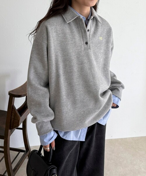 fredy emue(フレディエミュ)の「FR刺繍衿付き起毛スウェットプルオーバー(スウェット・レディース・ボルドー/ネイビー/アイボリー/グレー・38)」の17枚目の写真