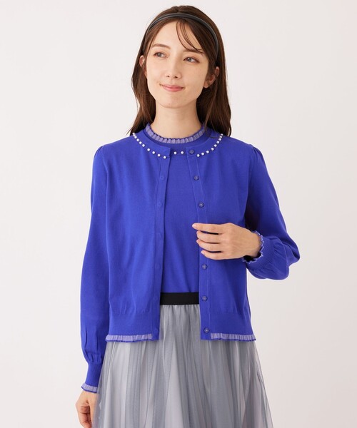 TO BE CHIC（トゥー ビー シック）の「シアーレイヤー カーディガン（カーディガン/ボレロ・レディース・ブラック/オフホワイト/オレンジ/ライトブルー・40/42）」の13枚目の写真