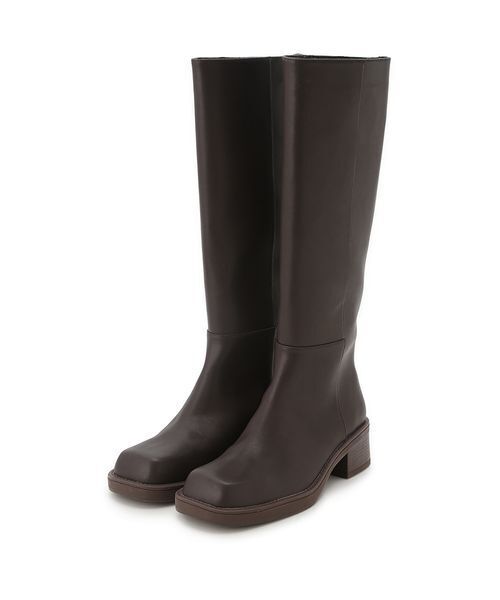 Mila Owen(ミラオーウェン)の「スクエアトゥロングブーツ(ブーツ・レディース・キャメル/ダークブラウン/ブラック・36/37/38)」の2枚目の写真