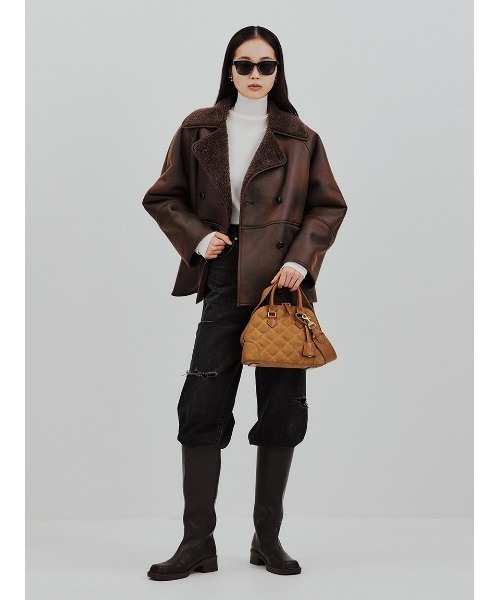 Mila Owen(ミラオーウェン)の「スクエアトゥロングブーツ(ブーツ・レディース・キャメル/ダークブラウン/ブラック・36/37/38)」の11枚目の写真