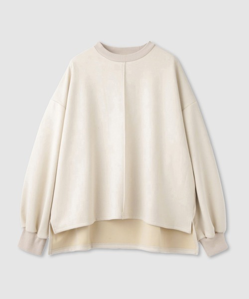 Mac-House（マックハウス）の「milli de l'air  スエードライクボックスシルエットプルオーバー（Tシャツ/カットソー・レディース・アイボリー/ダークグレー/ブラウン・M）」の4枚目の写真