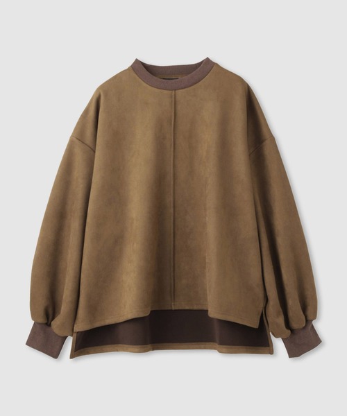 Mac-House（マックハウス）の「milli de l'air  スエードライクボックスシルエットプルオーバー（Tシャツ/カットソー・レディース・アイボリー/ダークグレー/ブラウン・M）」の6枚目の写真