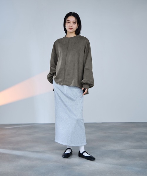 Mac-House（マックハウス）の「milli de l'air  スエードライクボックスシルエットプルオーバー（Tシャツ/カットソー・レディース・アイボリー/ダークグレー/ブラウン・M）」の13枚目の写真