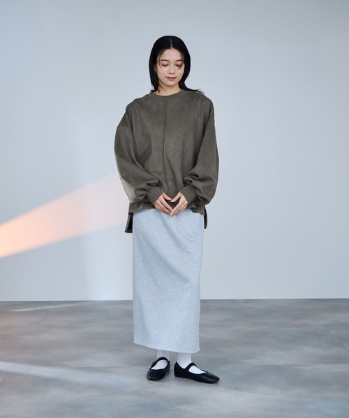 Mac-House（マックハウス）の「milli de l'air  スエードライクボックスシルエットプルオーバー（Tシャツ/カットソー・レディース・アイボリー/ダークグレー/ブラウン・M）」の14枚目の写真