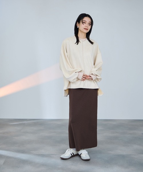 Mac-House（マックハウス）の「milli de l'air  スエードライクボックスシルエットプルオーバー（Tシャツ/カットソー・レディース・アイボリー/ダークグレー/ブラウン・M）」の16枚目の写真