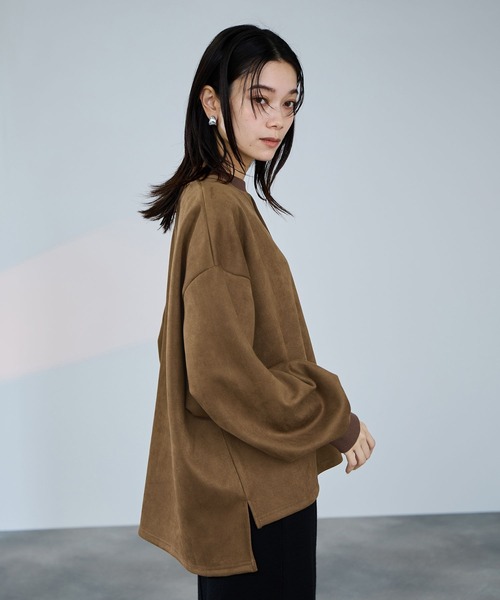 Mac-House（マックハウス）の「milli de l'air  スエードライクボックスシルエットプルオーバー（Tシャツ/カットソー・レディース・アイボリー/ダークグレー/ブラウン・M）」の18枚目の写真