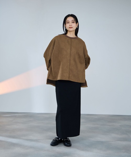 Mac-House（マックハウス）の「milli de l'air  スエードライクボックスシルエットプルオーバー（Tシャツ/カットソー・レディース・アイボリー/ダークグレー/ブラウン・M）」の21枚目の写真