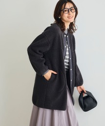 CROSS FUNCTION | 《洗える》エブ楽 ボアノーカラーコート【CROSS FUNCTION/クロスファンクション】(ノーカラーコート)