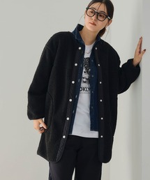 CROSS FUNCTION | 《洗える》エブ楽 ボアノーカラーコート【CROSS FUNCTION/クロスファンクション】(ノーカラーコート)