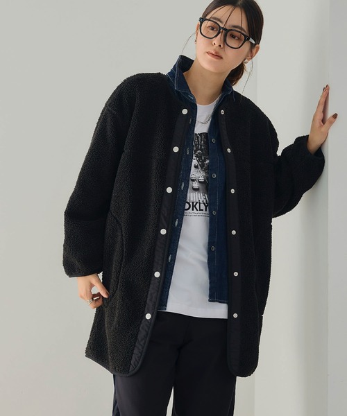 セール】《洗える》エブ楽 ボアノーカラーコート【CROSS FUNCTION