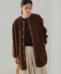 CROSS FUNCTION | 《洗える》エブ楽 ボアノーカラーコート【CROSS FUNCTION/クロスファンクション】(ノーカラーコート)