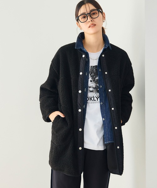 CROSS FUNCTION（クロスファンクション）の「《洗える》エブ楽 ボアノーカラーコート【CROSS FUNCTION/クロスファンクション】（ノーカラーコート・レディース・アイボリー/チャコールグレー/ブラック/モカ・LL/L/M）」の22枚目の写真