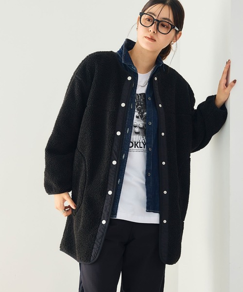 セール】《洗える》エブ楽 ボアノーカラーコート【CROSS FUNCTION