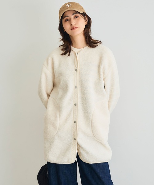 CROSS FUNCTION（クロスファンクション）の「《洗える》エブ楽 ボアノーカラーコート【CROSS FUNCTION/クロスファンクション】（ノーカラーコート・レディース・アイボリー/チャコールグレー/ブラック/モカ・LL/L/M）」の5枚目の写真