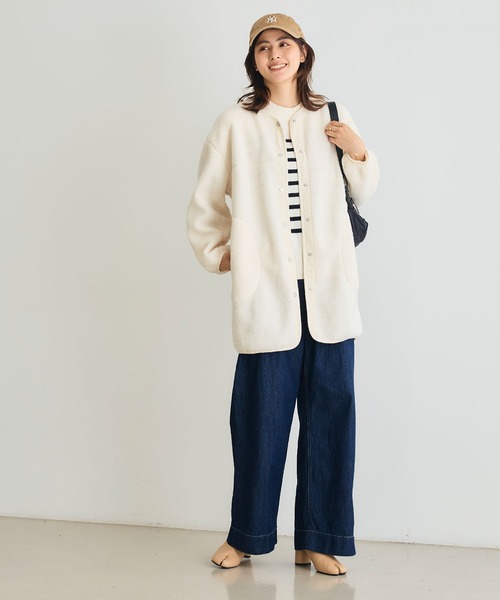 CROSS FUNCTION（クロスファンクション）の「《洗える》エブ楽 ボアノーカラーコート【CROSS FUNCTION/クロスファンクション】（ノーカラーコート・レディース・アイボリー/チャコールグレー/ブラック/モカ・LL/L/M）」の11枚目の写真