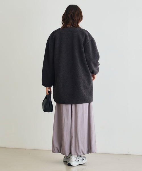 CROSS FUNCTION（クロスファンクション）の「《洗える》エブ楽 ボアノーカラーコート【CROSS FUNCTION/クロスファンクション】（ノーカラーコート・レディース・アイボリー/チャコールグレー/ブラック/モカ・LL/L/M）」の21枚目の写真