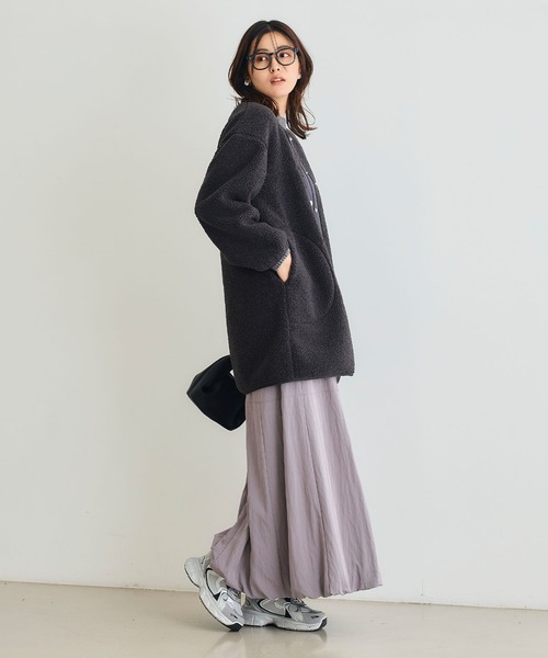 CROSS FUNCTION（クロスファンクション）の「《洗える》エブ楽 ボアノーカラーコート【CROSS FUNCTION/クロスファンクション】（ノーカラーコート・レディース・アイボリー/チャコールグレー/ブラック/モカ・LL/L/M）」の20枚目の写真