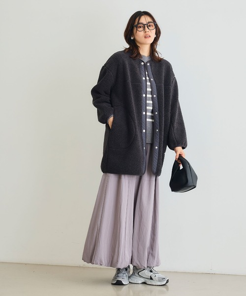 CROSS FUNCTION（クロスファンクション）の「《洗える》エブ楽 ボアノーカラーコート【CROSS FUNCTION/クロスファンクション】（ノーカラーコート・レディース・アイボリー/チャコールグレー/ブラック/モカ・LL/L/M）」の17枚目の写真