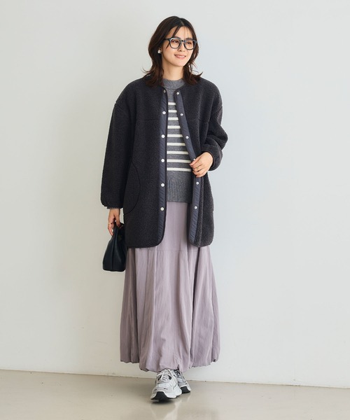 CROSS FUNCTION（クロスファンクション）の「《洗える》エブ楽 ボアノーカラーコート【CROSS FUNCTION/クロスファンクション】（ノーカラーコート・レディース・アイボリー/チャコールグレー/ブラック/モカ・LL/L/M）」の18枚目の写真