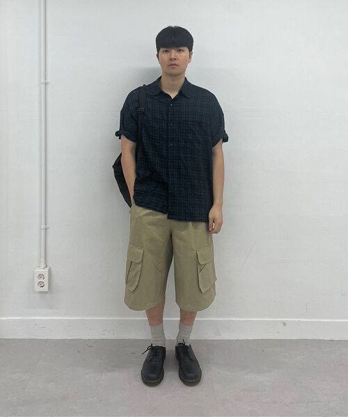 Millo Archive（ミロ アーカイブ）の「リンクルチェックロールアップハーフシャツ[ヴィンテージパープル]（シャツ/ブラウス・メンズ・その他・X-LARGE/MEDIUM/LARGE/SMALL）」の14枚目の写真