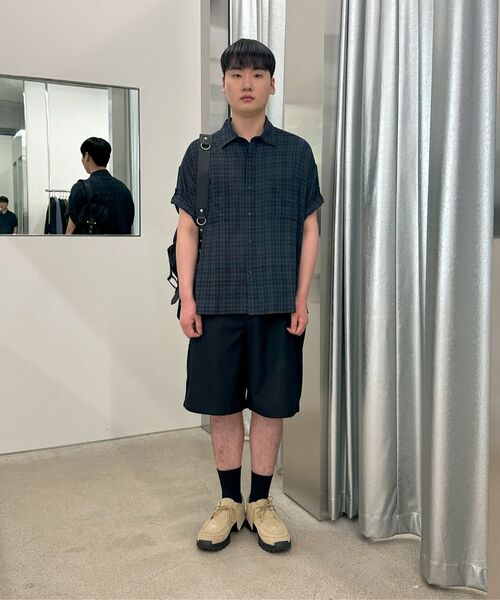 Millo Archive（ミロ アーカイブ）の「リンクルチェックロールアップハーフシャツ[ヴィンテージパープル]（シャツ/ブラウス・メンズ・その他・X-LARGE/MEDIUM/LARGE/SMALL）」の9枚目の写真