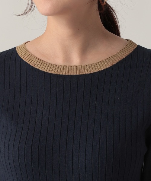 Elura（エルーラ）の「毛玉しらずリブクループルオーバー/618387（ニット/セーター・レディース・ブラック/ダークブラウン/ネイビー/ブラック×ベージュ・FREE）」の21枚目の写真