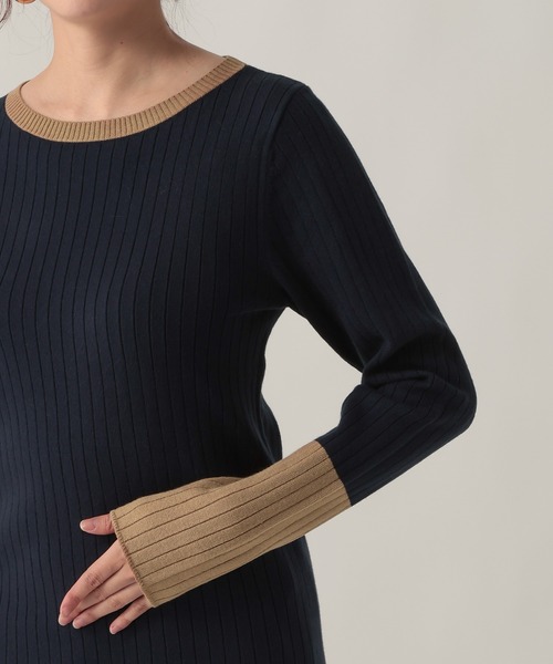 Elura（エルーラ）の「毛玉しらずリブクループルオーバー/618387（ニット/セーター・レディース・ブラック/ダークブラウン/ネイビー/ブラック×ベージュ・FREE）」の22枚目の写真