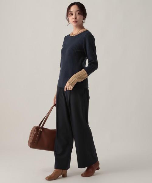 Elura（エルーラ）の「毛玉しらずリブクループルオーバー/618387（ニット/セーター・レディース・ブラック/ダークブラウン/ネイビー/ブラック×ベージュ・FREE）」の15枚目の写真