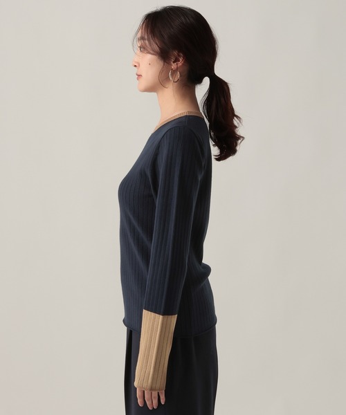 Elura（エルーラ）の「毛玉しらずリブクループルオーバー/618387（ニット/セーター・レディース・ブラック/ダークブラウン/ネイビー/ブラック×ベージュ・FREE）」の18枚目の写真