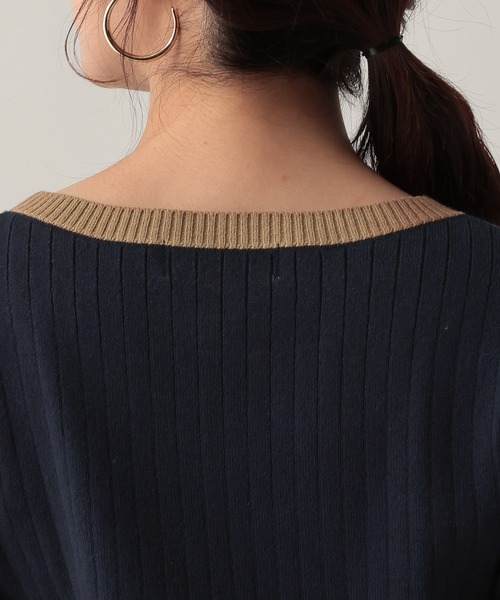 Elura（エルーラ）の「毛玉しらずリブクループルオーバー/618387（ニット/セーター・レディース・ブラック/ダークブラウン/ネイビー/ブラック×ベージュ・FREE）」の20枚目の写真