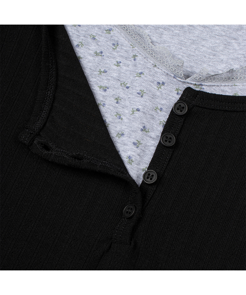 MOAA(モア)の「フローラルレイヤードスリーブ(ブラック)(Tシャツ/カットソー・レディース・その他・SMALL/MEDIUM)」の4枚目の写真
