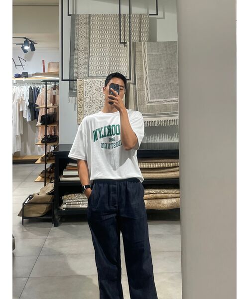 UNDEROFF(アンダーオフ)の「オーバーサイズクルーネックブルックリン半袖Tシャツホワイトグリーン(Tシャツ/カットソー・レディース・ホワイト・SMALL/MEDIUM/LARGE/X-LARGE)」の4枚目の写真