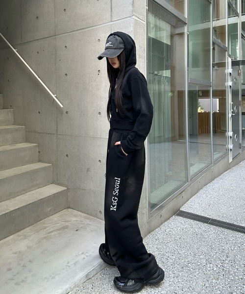 クロップドダブルジップダメージセットアップ（セットアップ）｜KsG