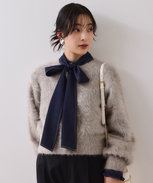 セール】メタルシャギーネコヤーンニット/静電気防止（ニット/セーター