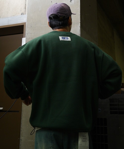 ZIP FIVE（ジップファイブ）の「ドローコード内蔵 裏起毛プレーン バックピスネーム クルースウェット（スウェット・メンズ・ブラック/ネイビー系/グレー/レッド/グリーン・MEDIUM/LARGE/X-LARGE）」の3枚目の写真