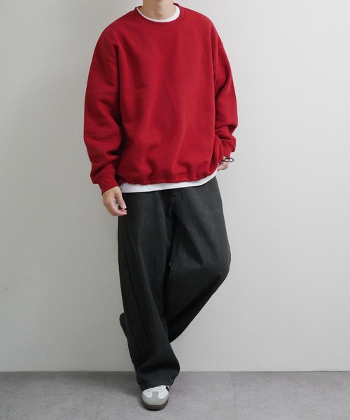 ZIP FIVE（ジップファイブ）の「ドローコード内蔵 裏起毛プレーン バックピスネーム クルースウェット（スウェット・メンズ・ブラック/ネイビー系/グレー/レッド/グリーン・MEDIUM/LARGE/X-LARGE）」の20枚目の写真