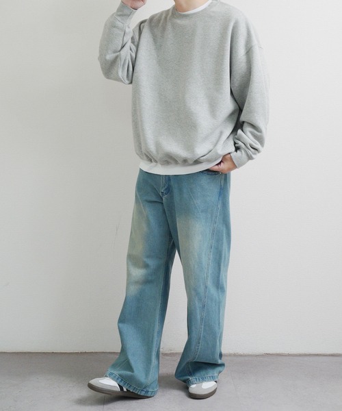 ZIP FIVE（ジップファイブ）の「ドローコード内蔵 裏起毛プレーン バックピスネーム クルースウェット（スウェット・メンズ・ブラック/ネイビー系/グレー/レッド/グリーン・MEDIUM/LARGE/X-LARGE）」の7枚目の写真