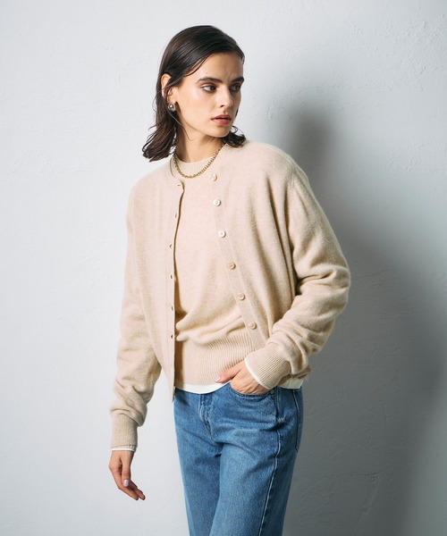 N.O.R.C（ノーク）の「【CASHMERE100%】カシミヤクルーネックニットカーディガン（カーディガン/ボレロ・レディース・チャコール/ベージュ/ブラック/サックスブルー・フリー）」の7枚目の写真