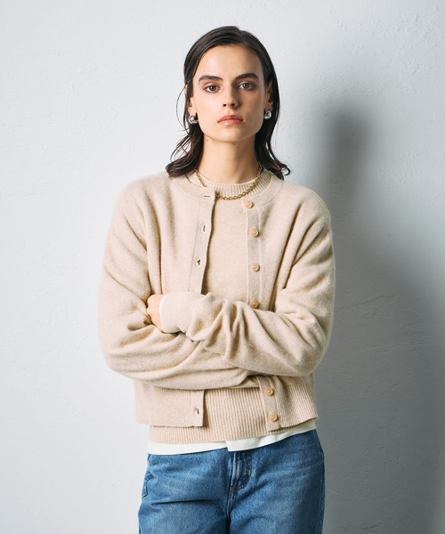 N.O.R.C（ノーク）の「【CASHMERE100%】カシミヤクルーネックニットカーディガン（カーディガン/ボレロ・レディース・チャコール/ベージュ/ブラック/サックスブルー・フリー）」の6枚目の写真