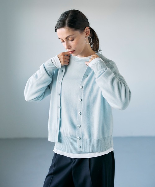 N.O.R.C（ノーク）の「【CASHMERE100%】カシミヤクルーネックニットカーディガン（カーディガン/ボレロ・レディース・チャコール/ベージュ/ブラック/サックスブルー・フリー）」の9枚目の写真