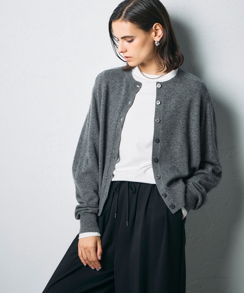 N.O.R.C（ノーク）の「【CASHMERE100%】カシミヤクルーネックニットカーディガン（カーディガン/ボレロ・レディース・チャコール/ベージュ/ブラック/サックスブルー・フリー）」の18枚目の写真