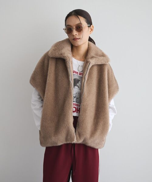 GARAGE OF GOOD CLOTHING(ガレージオブグッドクロージング)の「グラデーションファーZIP VEST(その他アウター・レディース・グレー/キャメル・M)」の22枚目の写真