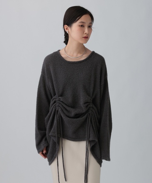 セール】7ゲージフロントシャーリングチュニック 608122（ニット