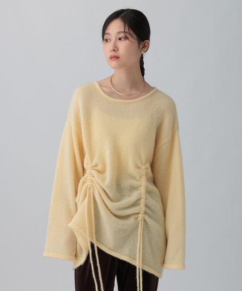 LEPSIM（レプシィム）の「7ゲージフロントシャーリングチュニック　608122（ニット/セーター・レディース・チャコールグレー/ブラウン/イエロー・FREE）」の3枚目の写真